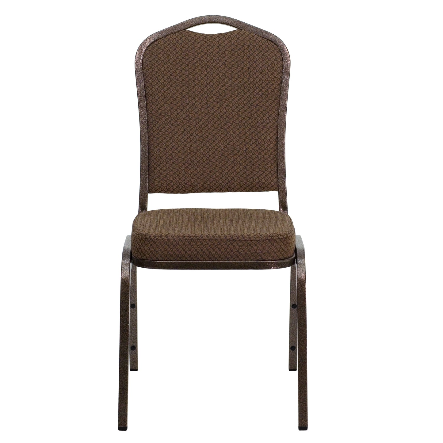 HERCULES Series Crown Back Stacking Banquet Chair in Brown Patterned Fabric - Copper Vein Frame Brown Patterned Fabric/Copper Vein Frame