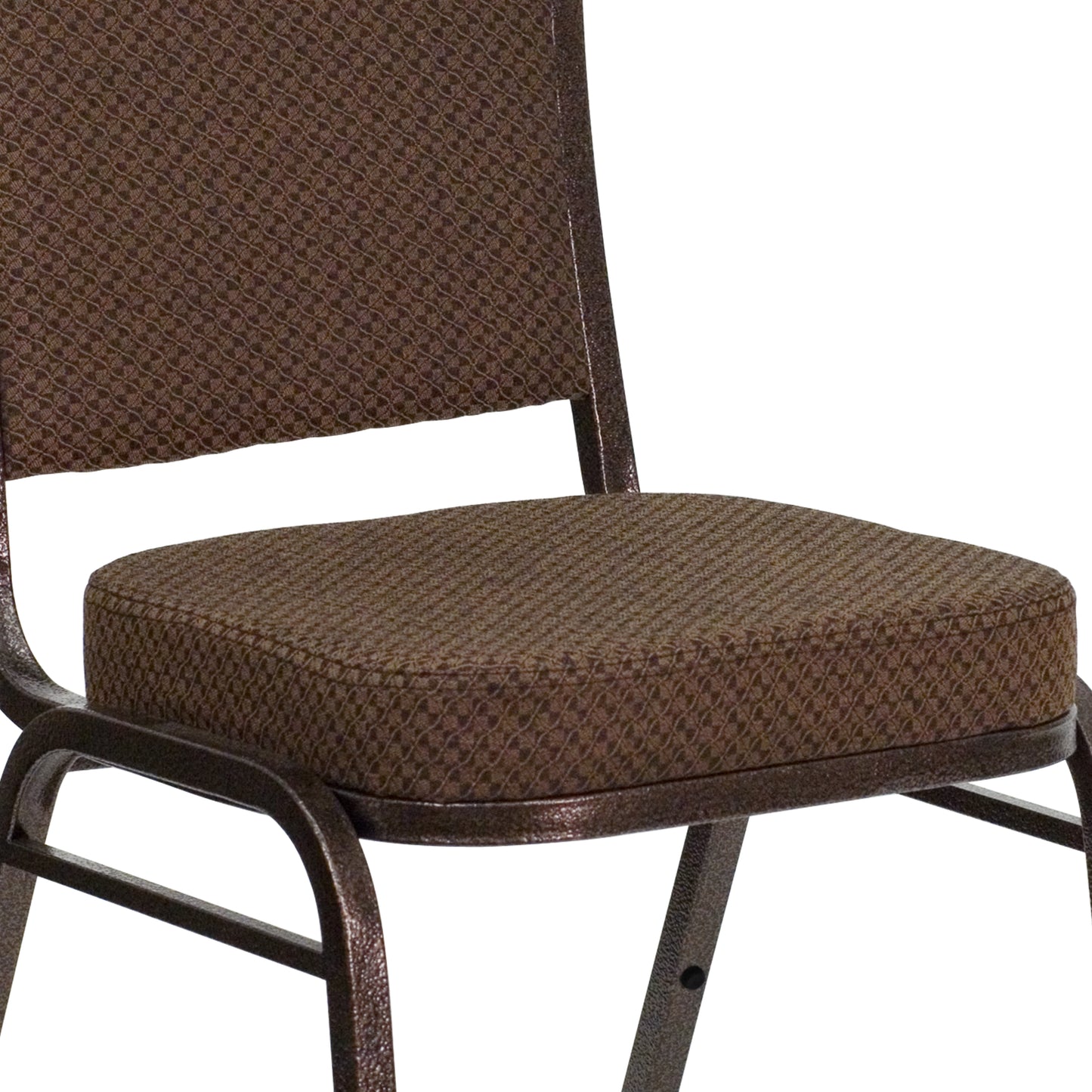 HERCULES Series Crown Back Stacking Banquet Chair in Brown Patterned Fabric - Copper Vein Frame Brown Patterned Fabric/Copper Vein Frame