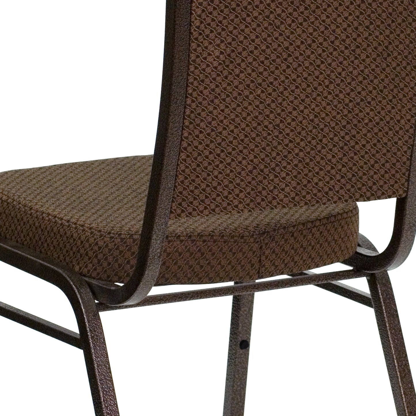HERCULES Series Crown Back Stacking Banquet Chair in Brown Patterned Fabric - Copper Vein Frame Brown Patterned Fabric/Copper Vein Frame