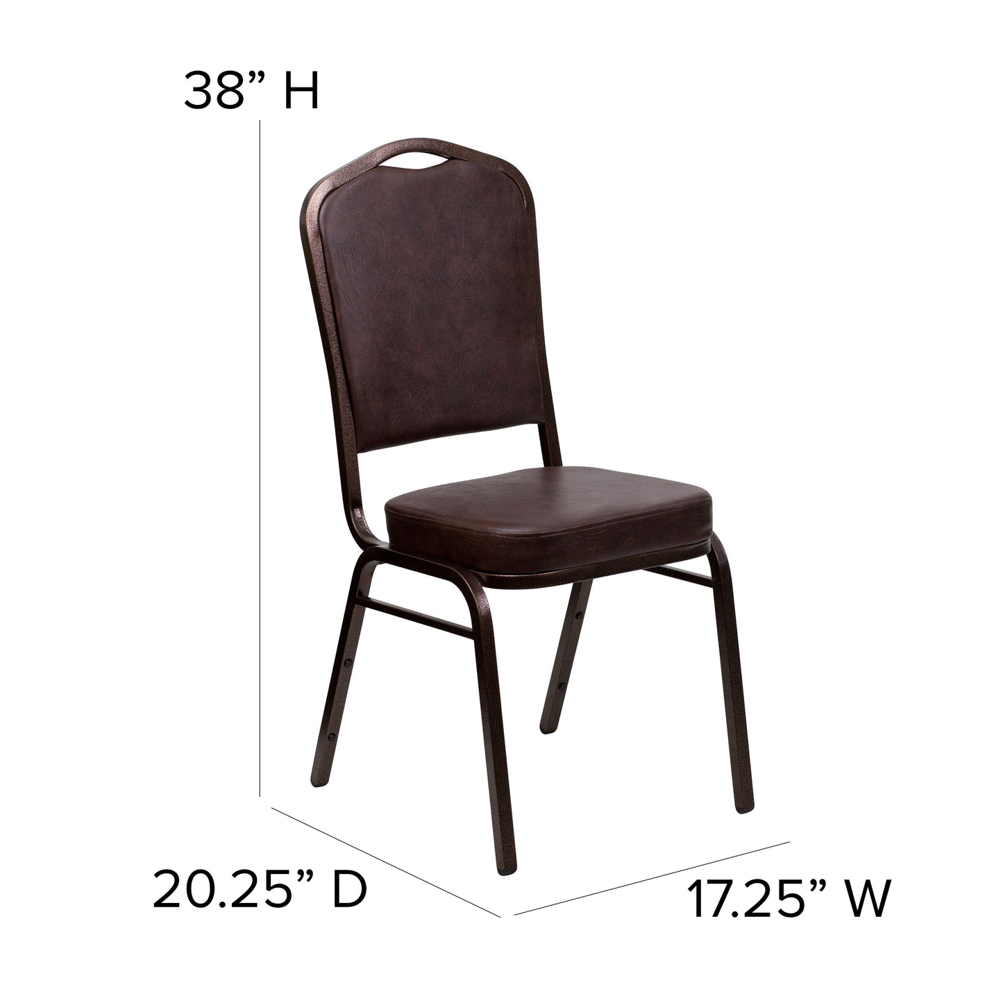 HERCULES Series Crown Back Stacking Banquet Chair in Brown Vinyl - Copper Vein Frame Brown Vinyl/Copper Vein Frame