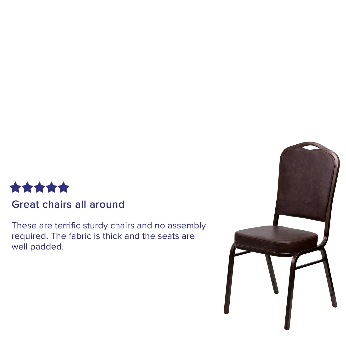 HERCULES Series Crown Back Stacking Banquet Chair in Brown Vinyl - Copper Vein Frame Brown Vinyl/Copper Vein Frame