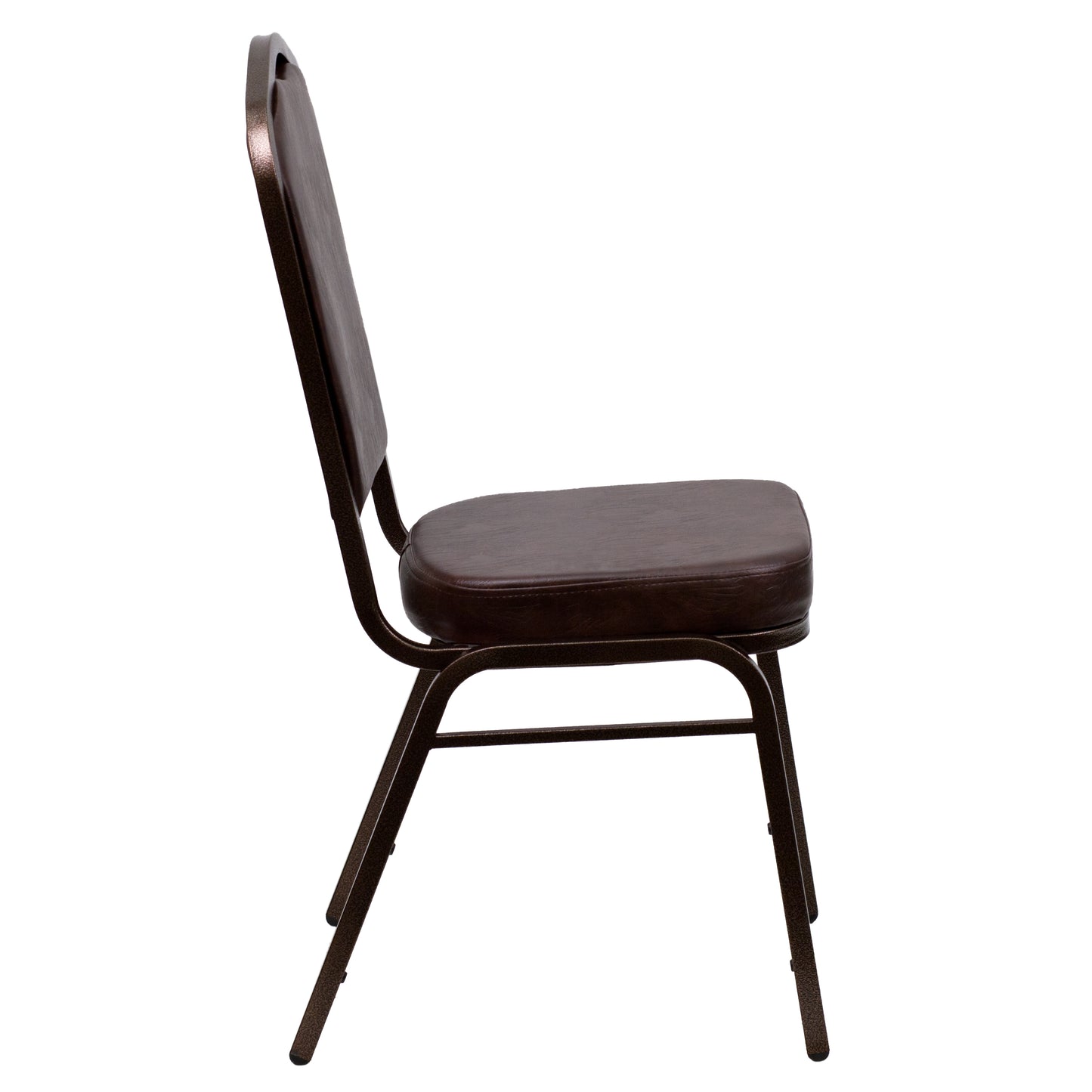 HERCULES Series Crown Back Stacking Banquet Chair in Brown Vinyl - Copper Vein Frame Brown Vinyl/Copper Vein Frame