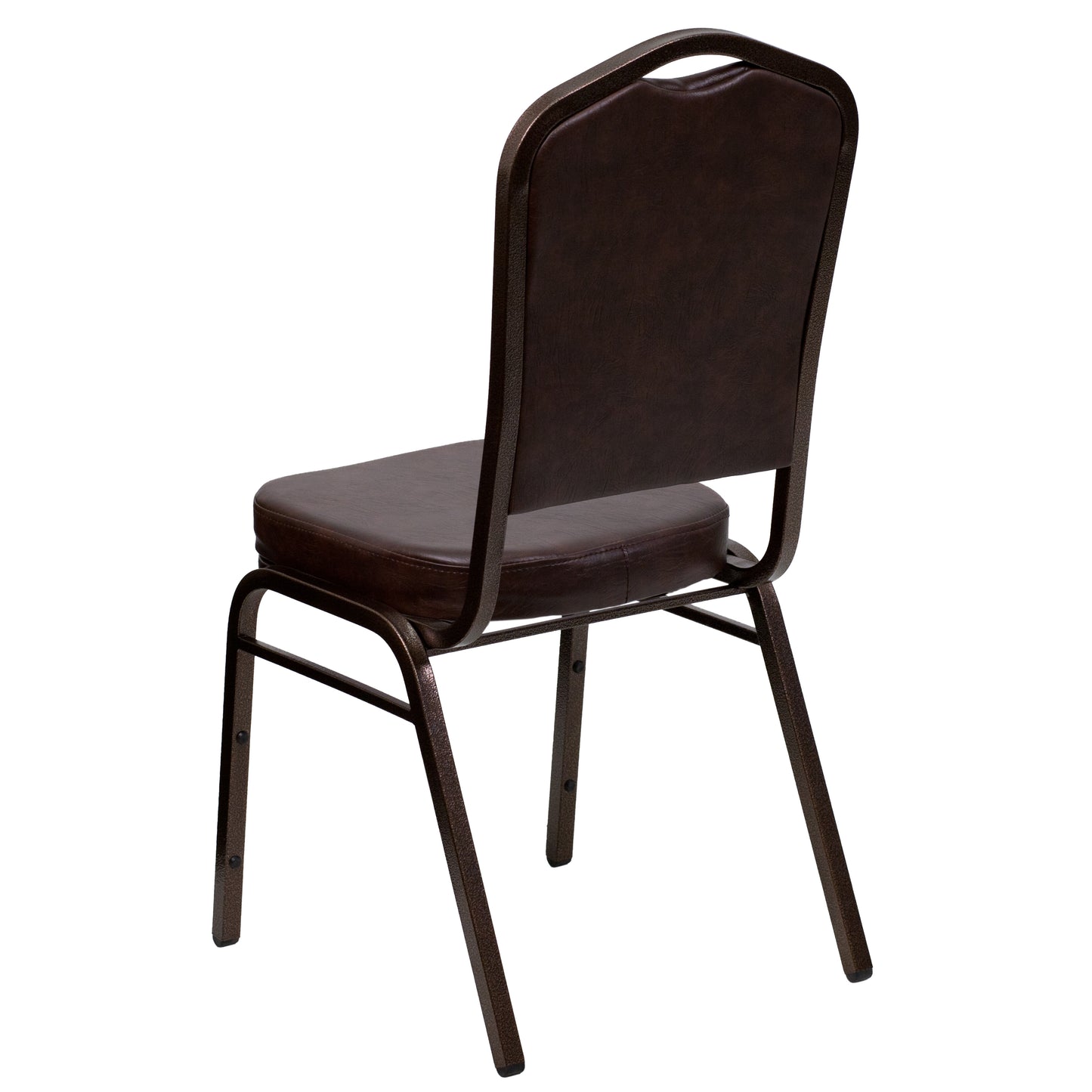 HERCULES Series Crown Back Stacking Banquet Chair in Brown Vinyl - Copper Vein Frame Brown Vinyl/Copper Vein Frame