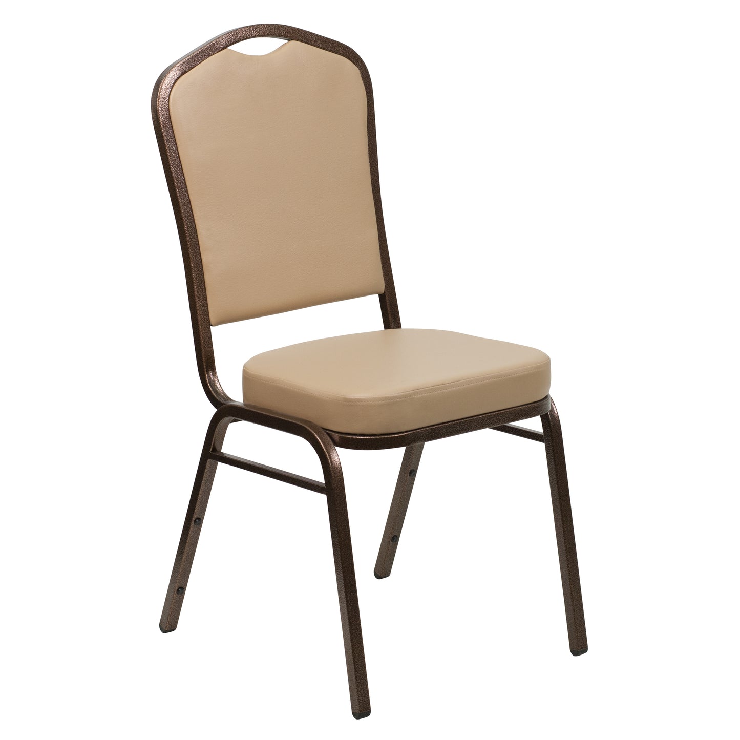HERCULES Series Crown Back Stacking Banquet Chair in Tan Vinyl - Copper Vein Frame Tan Vinyl/Copper Vein Frame
