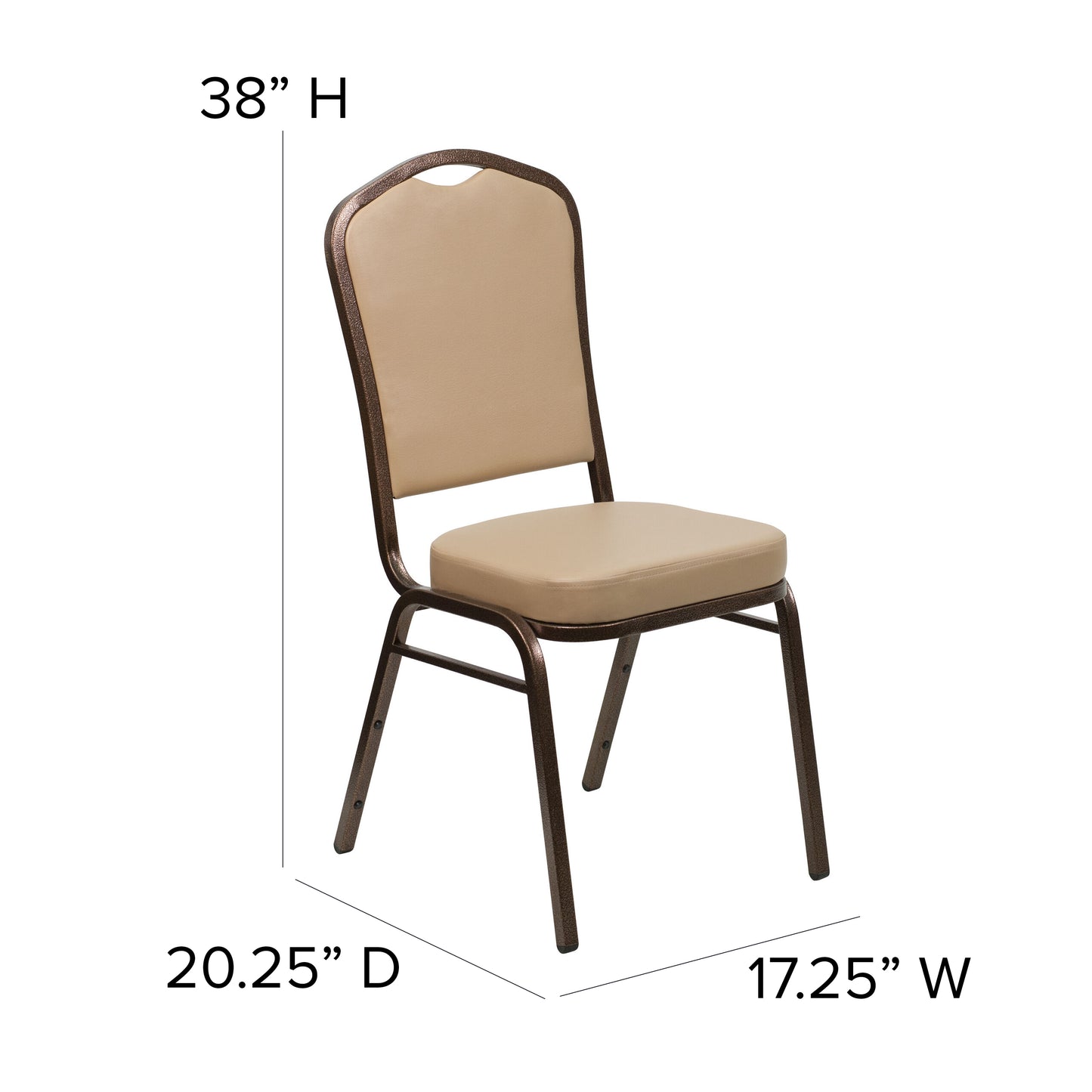 HERCULES Series Crown Back Stacking Banquet Chair in Tan Vinyl - Copper Vein Frame Tan Vinyl/Copper Vein Frame