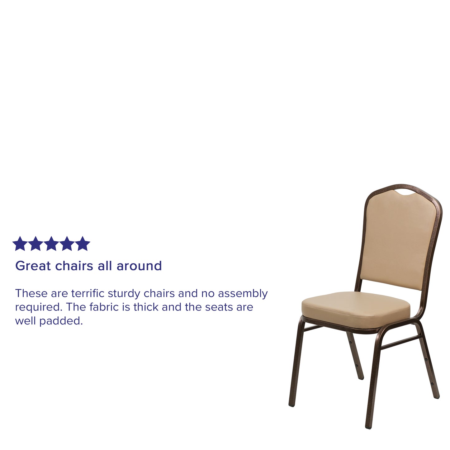 HERCULES Series Crown Back Stacking Banquet Chair in Tan Vinyl - Copper Vein Frame Tan Vinyl/Copper Vein Frame