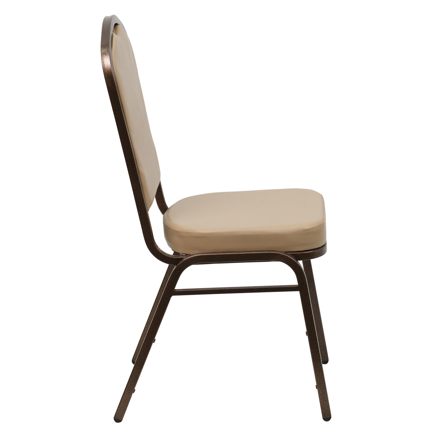 HERCULES Series Crown Back Stacking Banquet Chair in Tan Vinyl - Copper Vein Frame Tan Vinyl/Copper Vein Frame