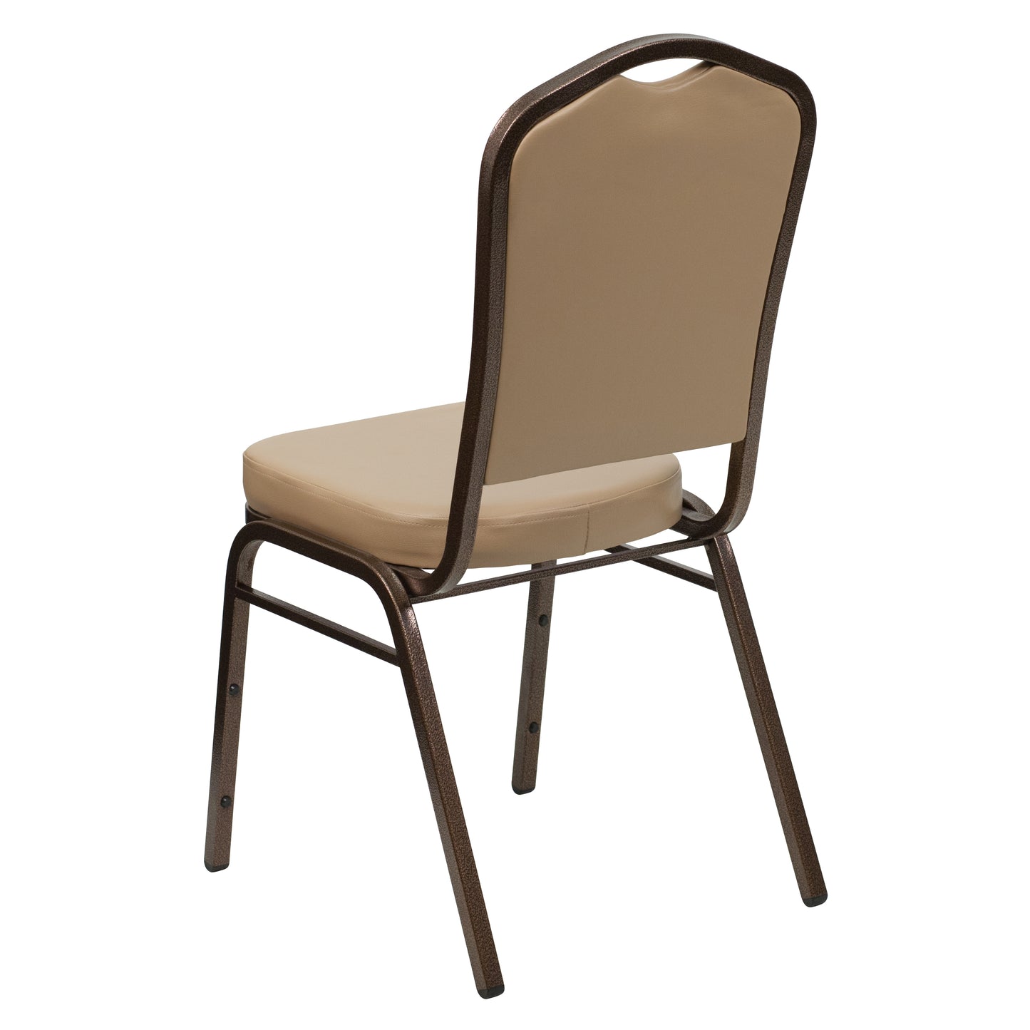 HERCULES Series Crown Back Stacking Banquet Chair in Tan Vinyl - Copper Vein Frame Tan Vinyl/Copper Vein Frame