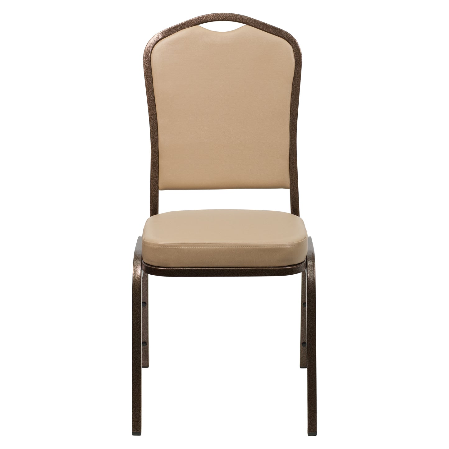 HERCULES Series Crown Back Stacking Banquet Chair in Tan Vinyl - Copper Vein Frame Tan Vinyl/Copper Vein Frame