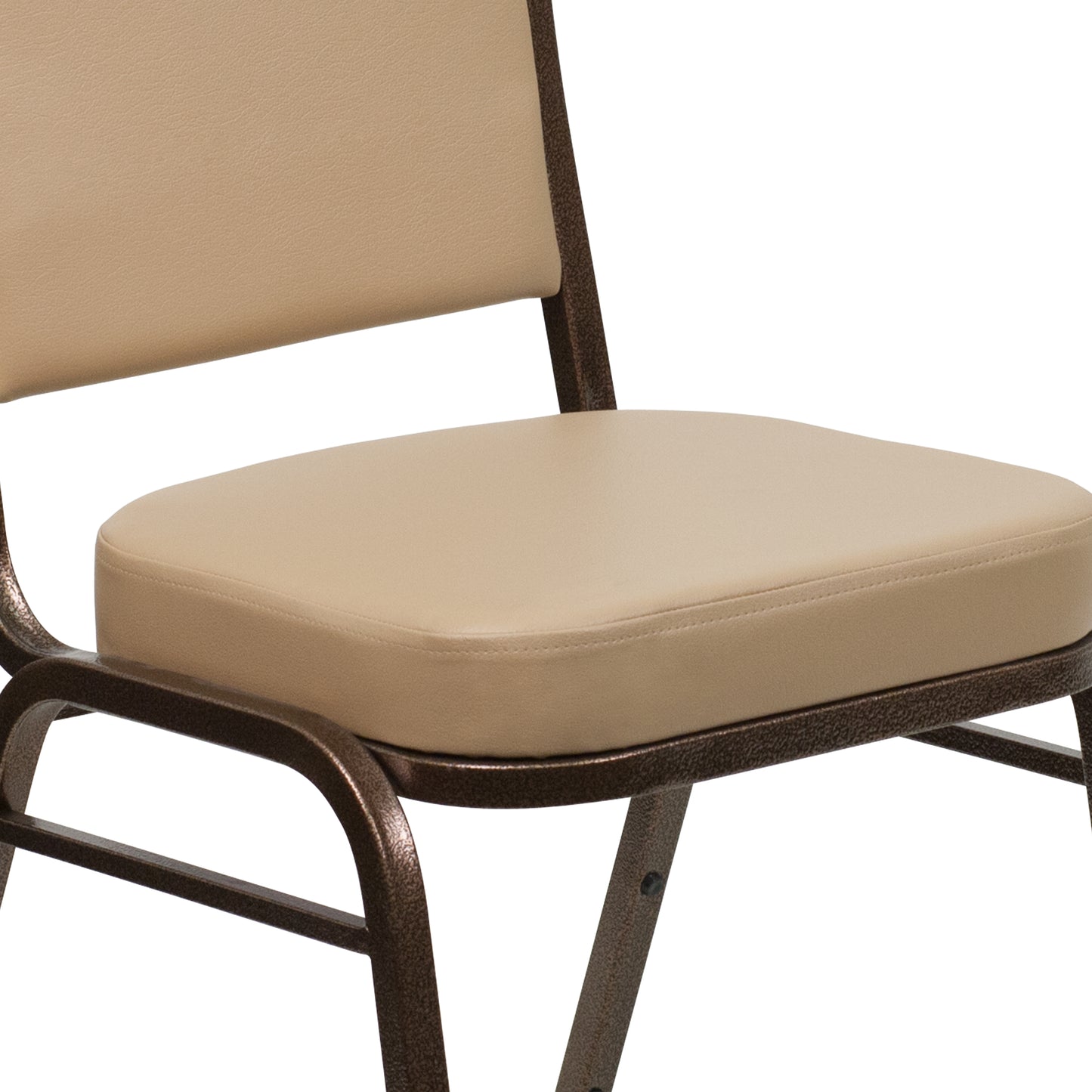HERCULES Series Crown Back Stacking Banquet Chair in Tan Vinyl - Copper Vein Frame Tan Vinyl/Copper Vein Frame