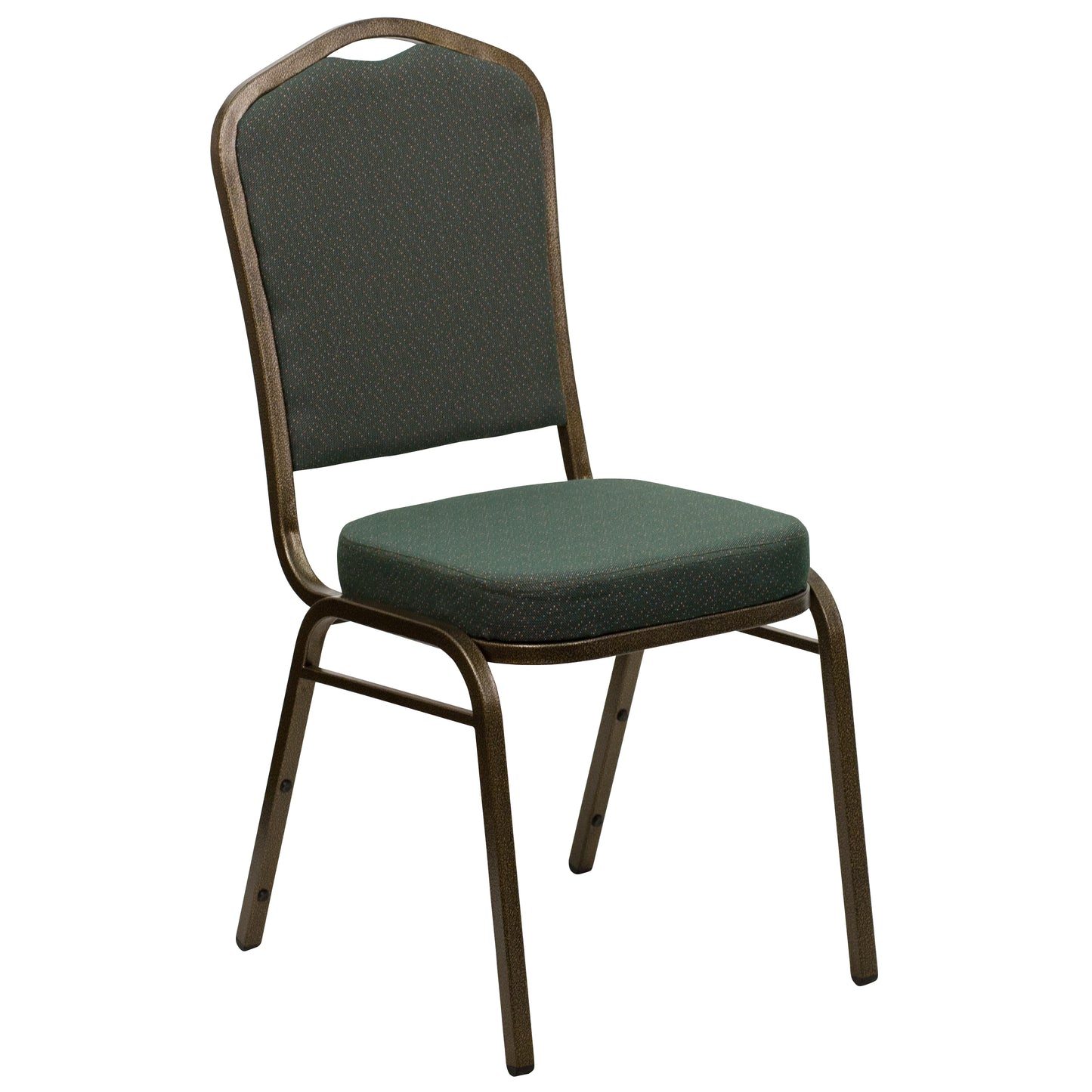 HERCULES Series Crown Back Stacking Banquet Chair in Green Patterned Fabric - Gold Vein Frame Green Patterned Fabric/Gold Vein Frame