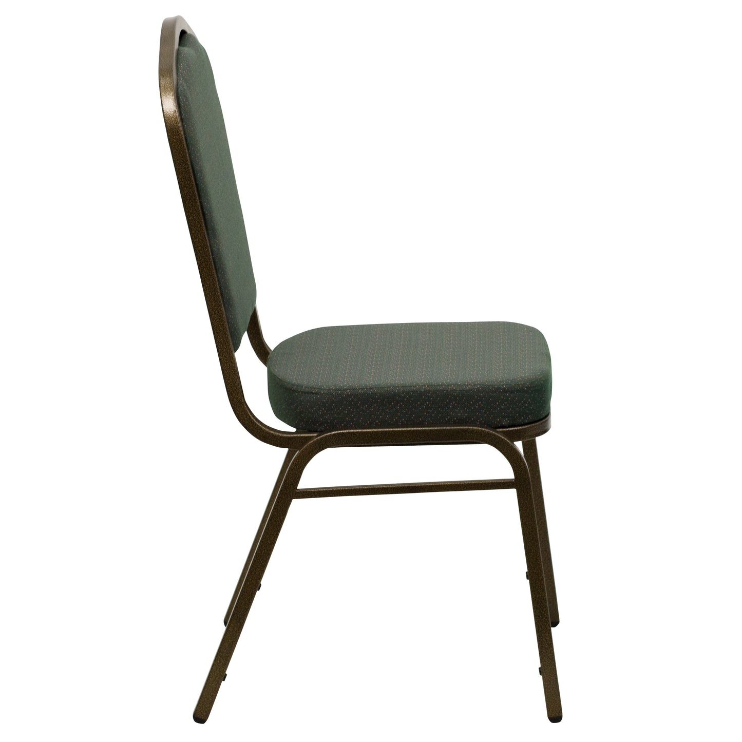 HERCULES Series Crown Back Stacking Banquet Chair in Green Patterned Fabric - Gold Vein Frame Green Patterned Fabric/Gold Vein Frame