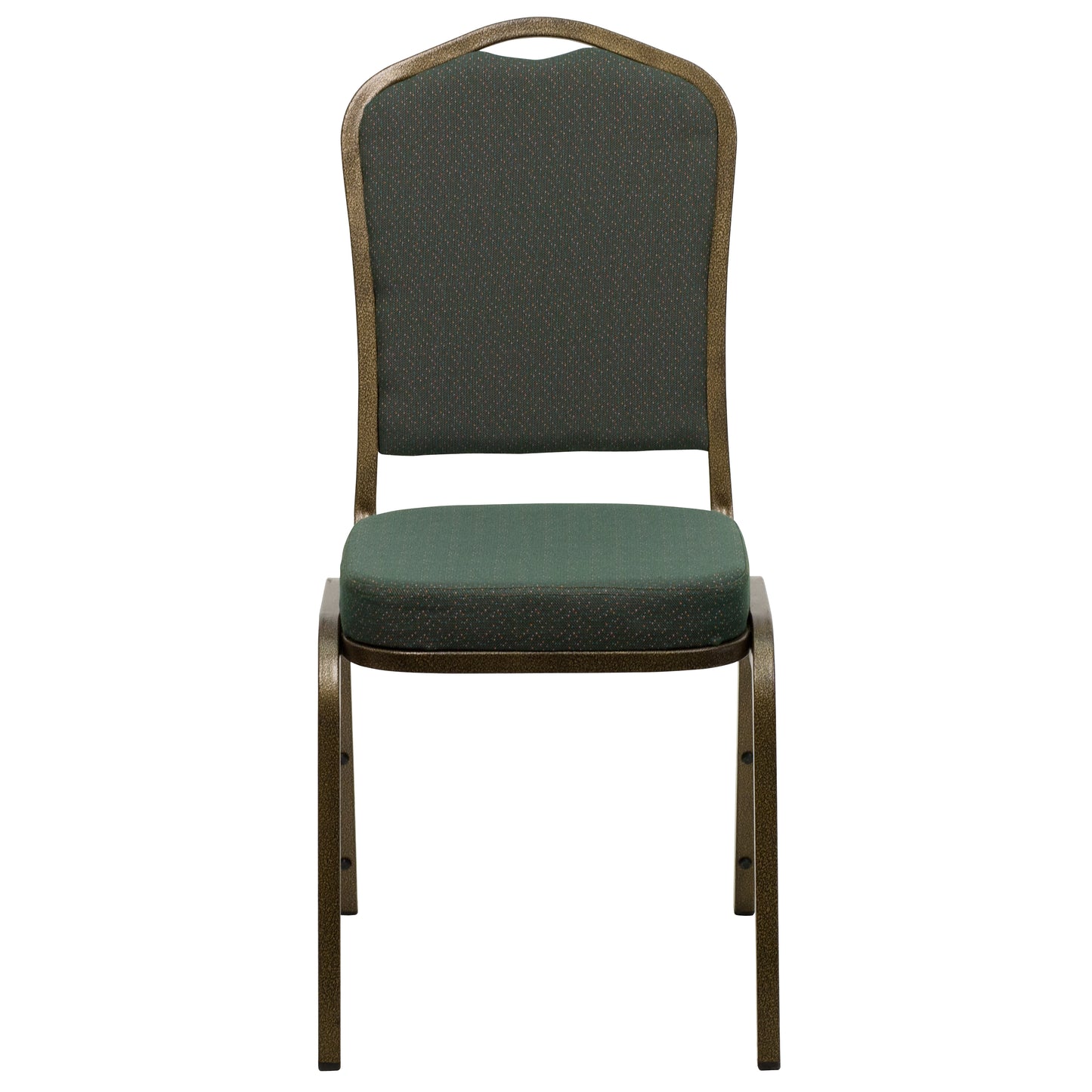 HERCULES Series Crown Back Stacking Banquet Chair in Green Patterned Fabric - Gold Vein Frame Green Patterned Fabric/Gold Vein Frame
