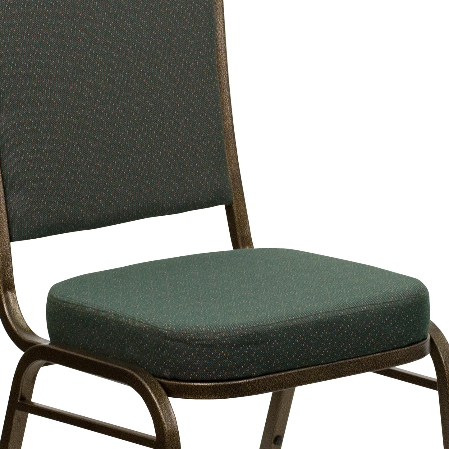 HERCULES Series Crown Back Stacking Banquet Chair in Green Patterned Fabric - Gold Vein Frame Green Patterned Fabric/Gold Vein Frame