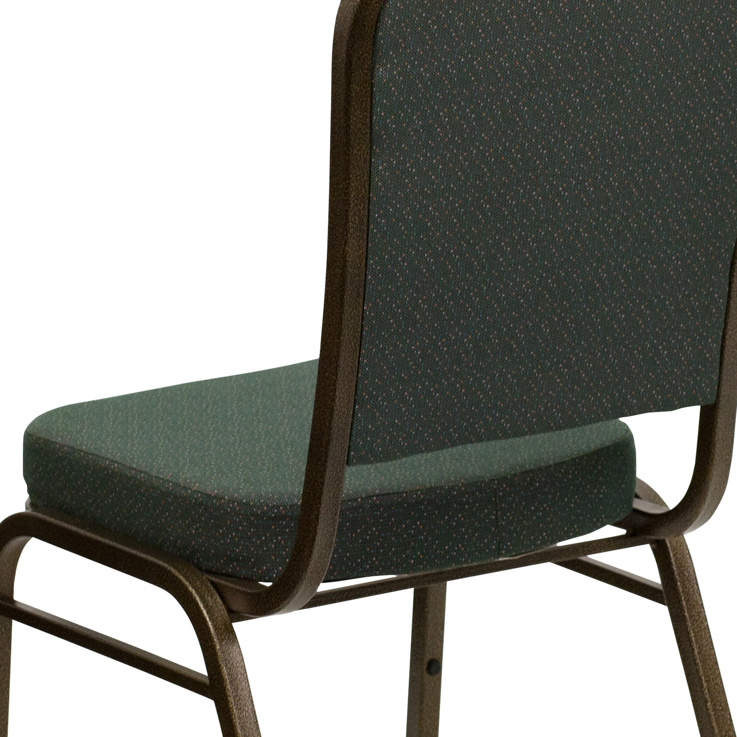 HERCULES Series Crown Back Stacking Banquet Chair in Green Patterned Fabric - Gold Vein Frame Green Patterned Fabric/Gold Vein Frame