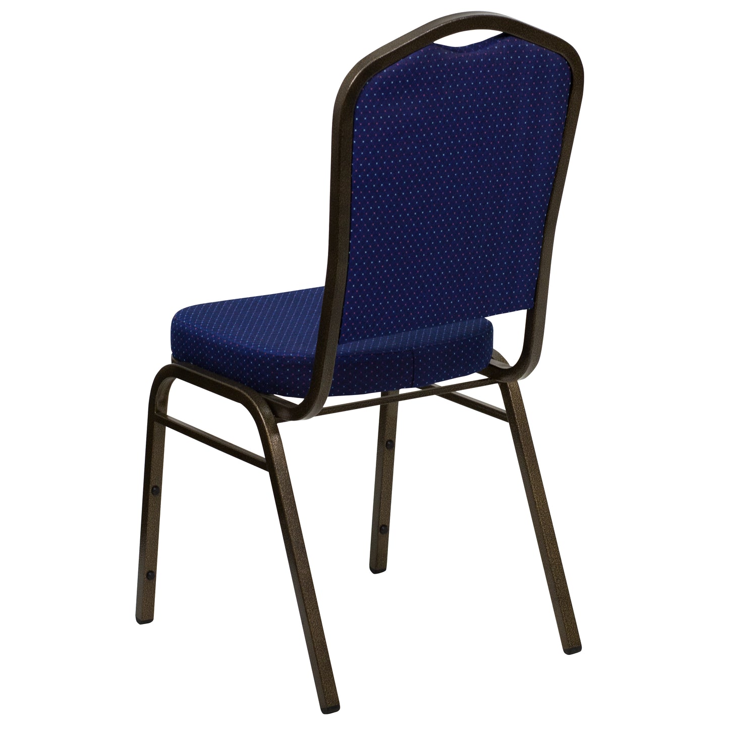 HERCULES Series Crown Back Stacking Banquet Chair in Navy Blue Patterned Fabric - Gold Vein Frame Navy Blue Patterned Fabric/Gold Vein Frame