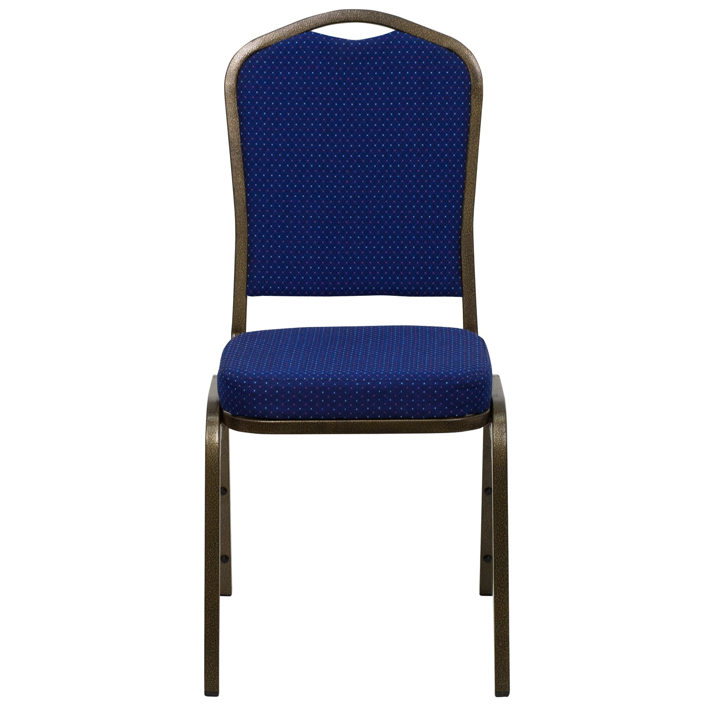 HERCULES Series Crown Back Stacking Banquet Chair in Navy Blue Patterned Fabric - Gold Vein Frame Navy Blue Patterned Fabric/Gold Vein Frame