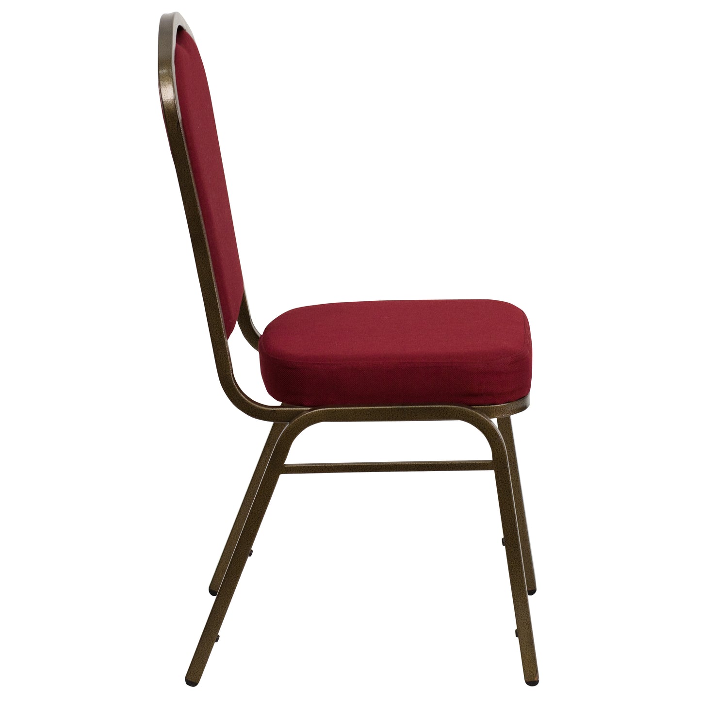 HERCULES Series Crown Back Stacking Banquet Chair in Burgundy Fabric - Gold Vein Frame Burgundy Fabric/Gold Vein Frame