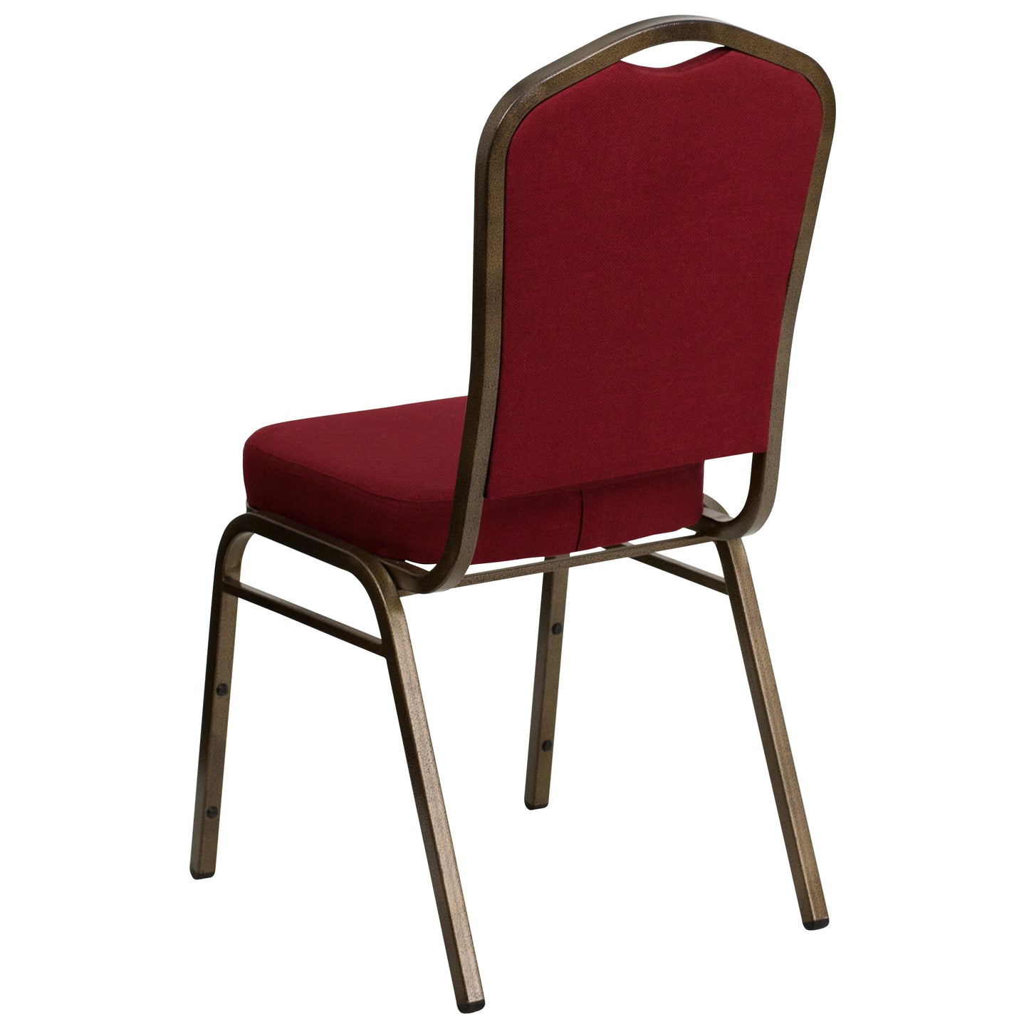 HERCULES Series Crown Back Stacking Banquet Chair in Burgundy Fabric - Gold Vein Frame Burgundy Fabric/Gold Vein Frame