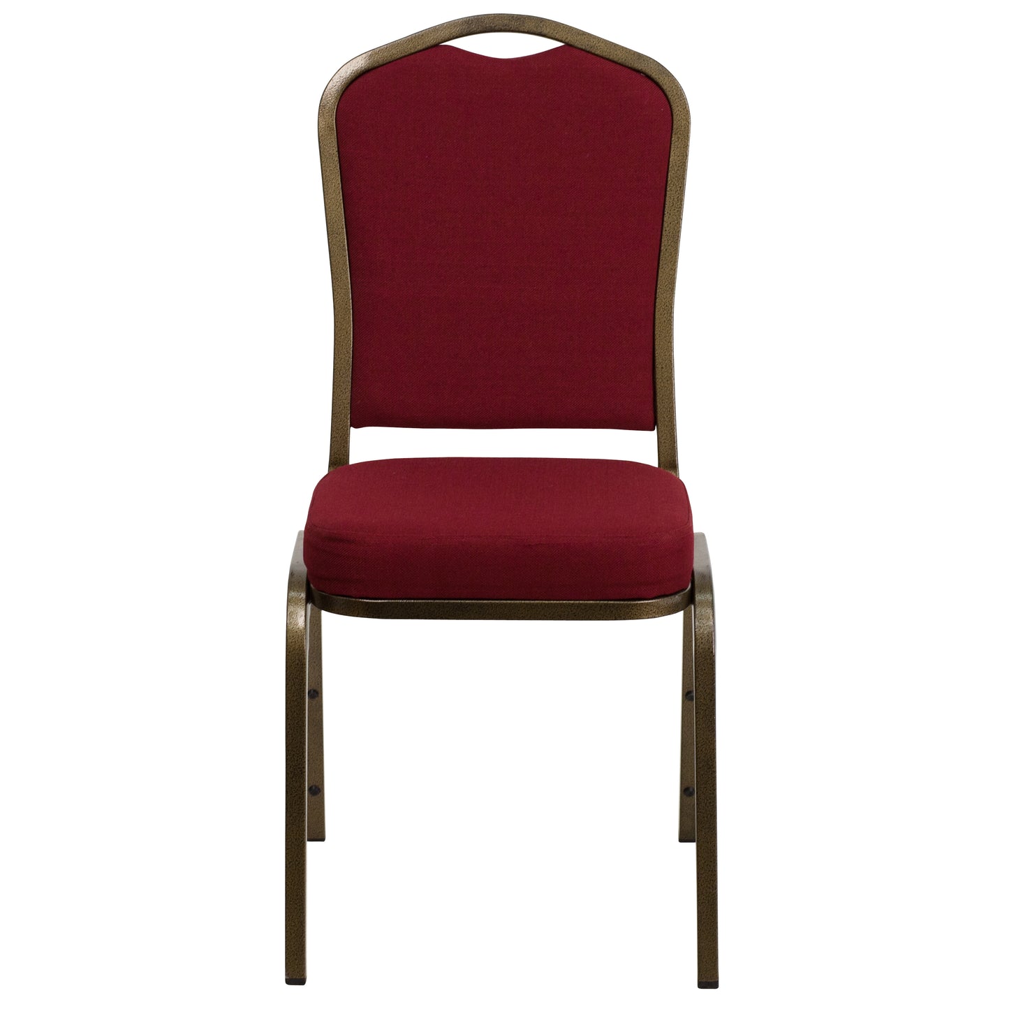 HERCULES Series Crown Back Stacking Banquet Chair in Burgundy Fabric - Gold Vein Frame Burgundy Fabric/Gold Vein Frame