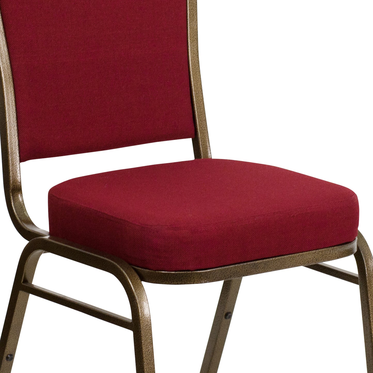 HERCULES Series Crown Back Stacking Banquet Chair in Burgundy Fabric - Gold Vein Frame Burgundy Fabric/Gold Vein Frame