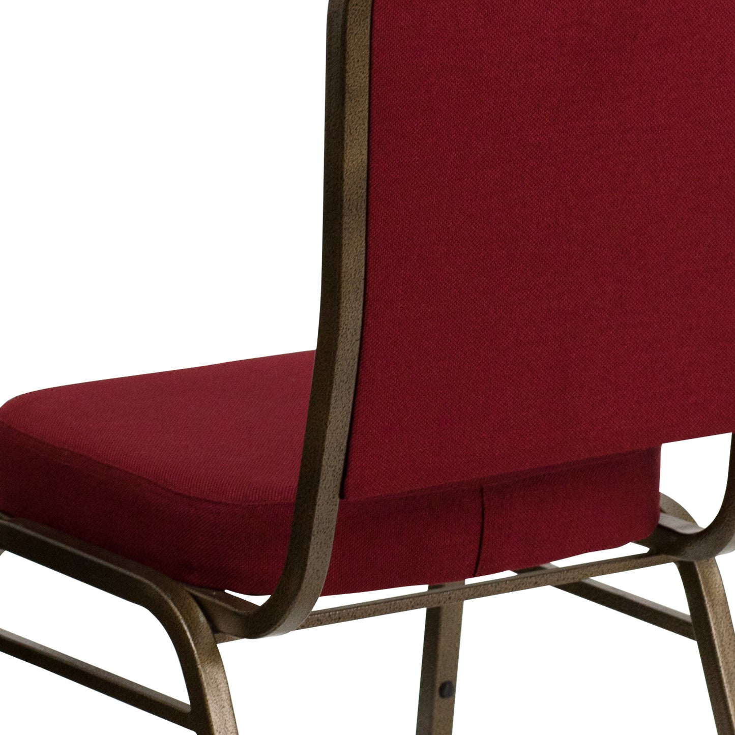 HERCULES Series Crown Back Stacking Banquet Chair in Burgundy Fabric - Gold Vein Frame Burgundy Fabric/Gold Vein Frame
