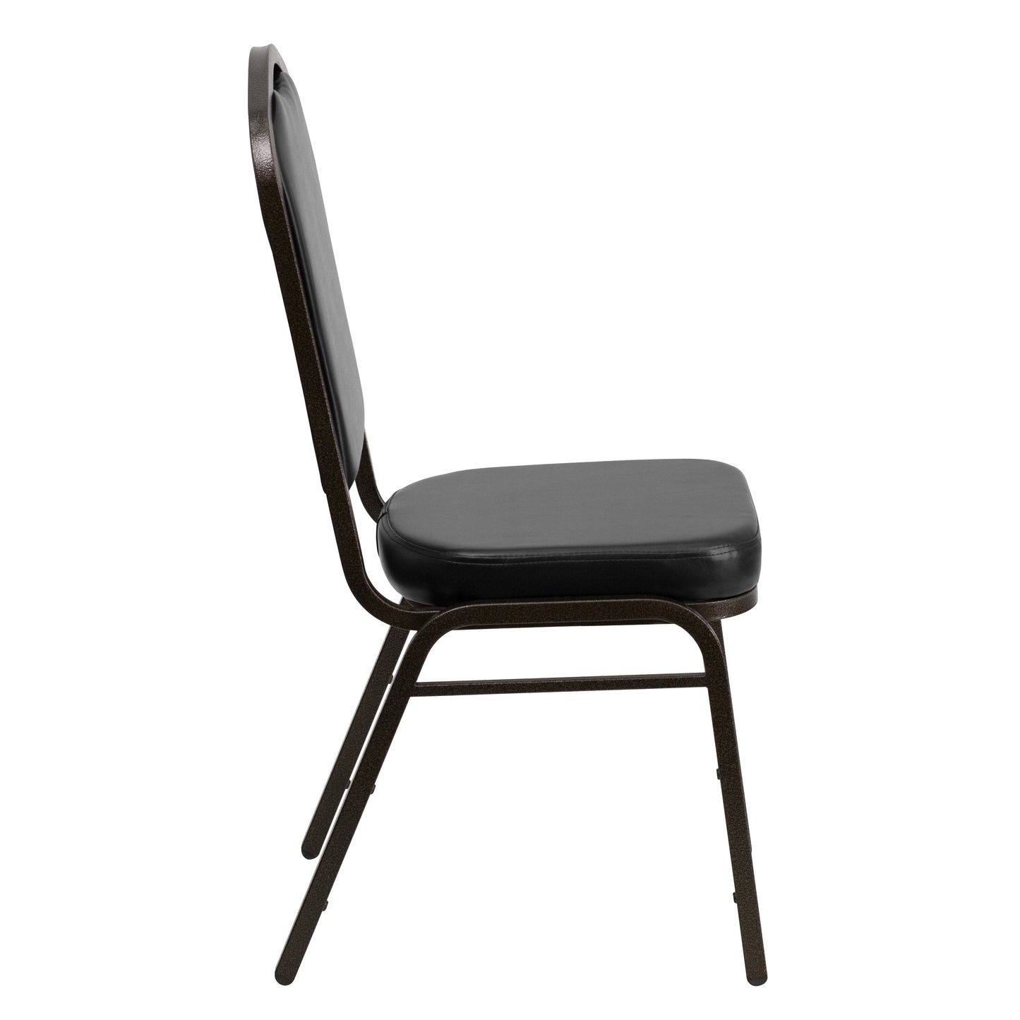 HERCULES Series Crown Back Stacking Banquet Chair in Black Vinyl - Gold Vein Frame Black Vinyl/Gold Vein Frame