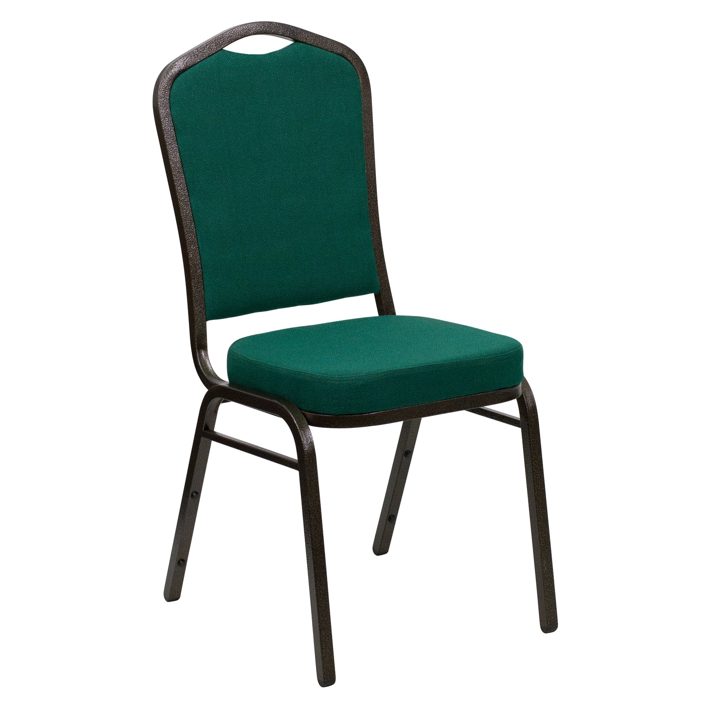 HERCULES Series Crown Back Stacking Banquet Chair in Green Fabric - Gold Vein Frame Green Fabric/Gold Vein Frame