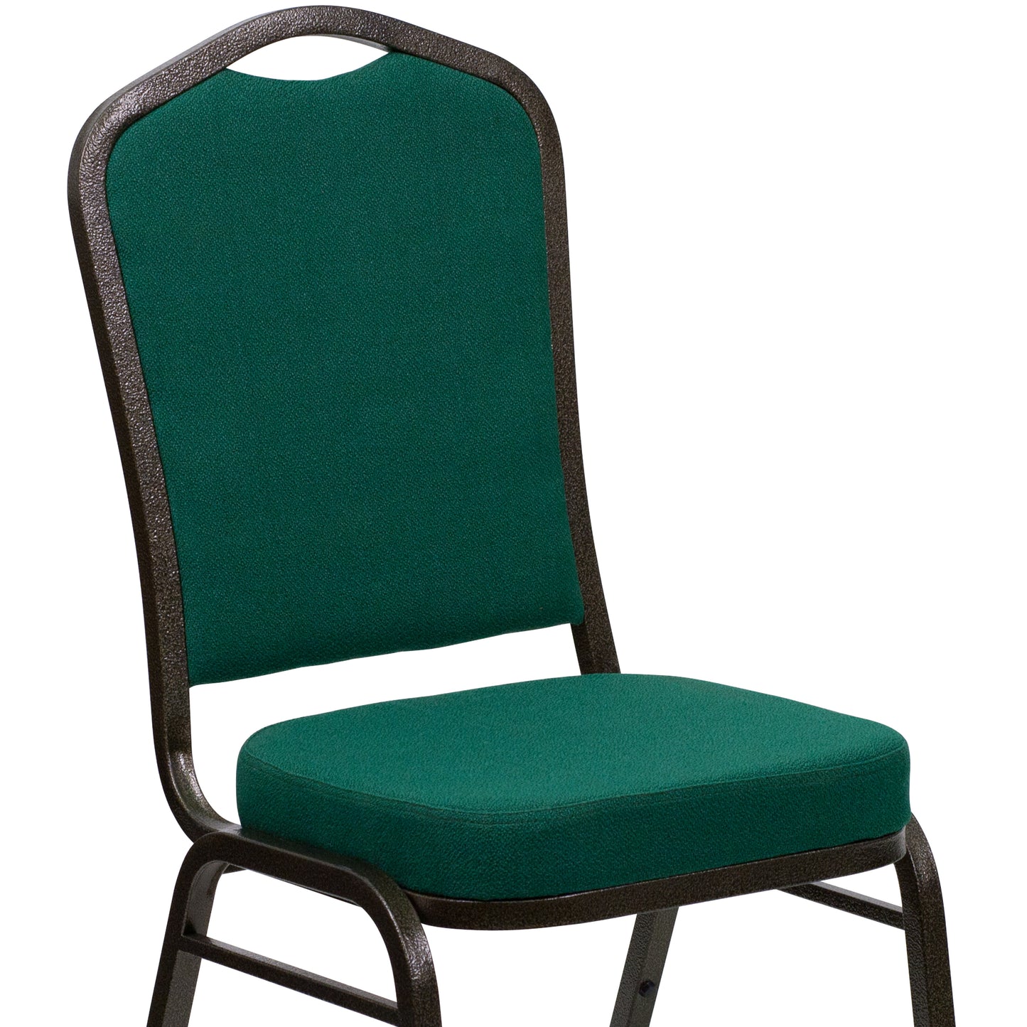 HERCULES Series Crown Back Stacking Banquet Chair in Green Fabric - Gold Vein Frame Green Fabric/Gold Vein Frame