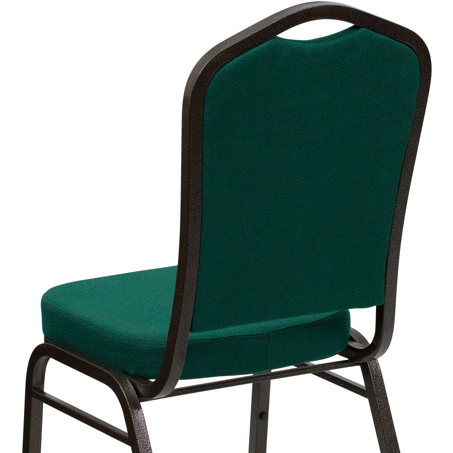 HERCULES Series Crown Back Stacking Banquet Chair in Green Fabric - Gold Vein Frame Green Fabric/Gold Vein Frame