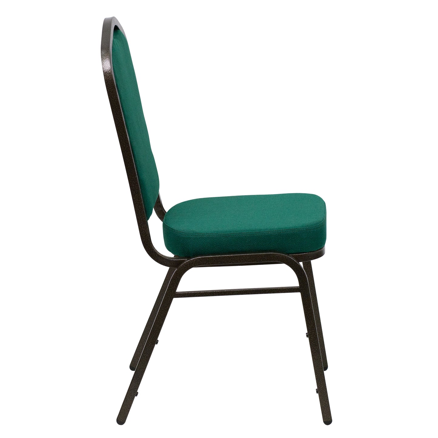HERCULES Series Crown Back Stacking Banquet Chair in Green Fabric - Gold Vein Frame Green Fabric/Gold Vein Frame
