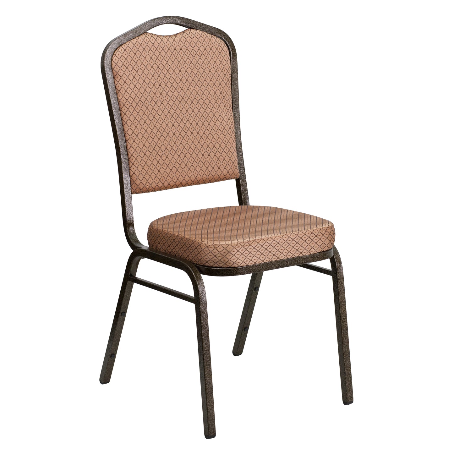 HERCULES Series Crown Back Stacking Banquet Chair in Gold Diamond Patterned Fabric - Gold Vein Frame Gold Diamond Patterned Fabric/Gold Vein Frame