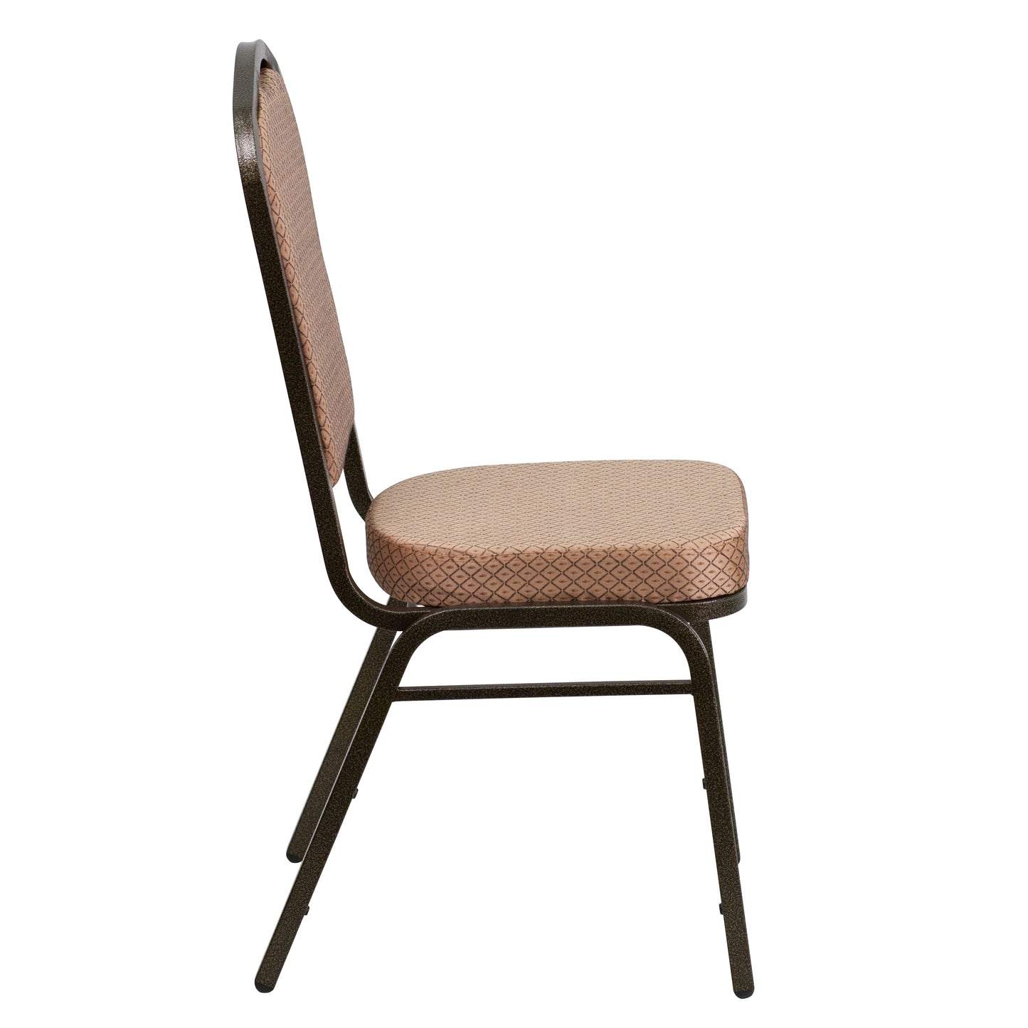 HERCULES Series Crown Back Stacking Banquet Chair in Gold Diamond Patterned Fabric - Gold Vein Frame Gold Diamond Patterned Fabric/Gold Vein Frame