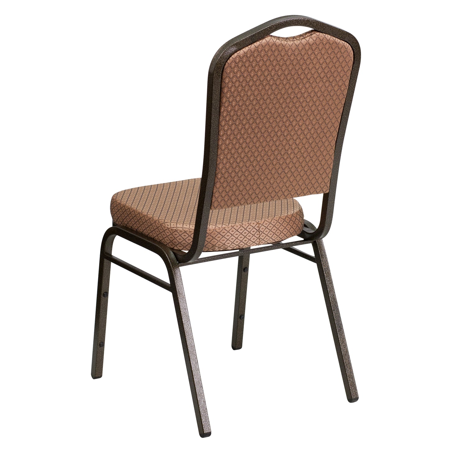 HERCULES Series Crown Back Stacking Banquet Chair in Gold Diamond Patterned Fabric - Gold Vein Frame Gold Diamond Patterned Fabric/Gold Vein Frame