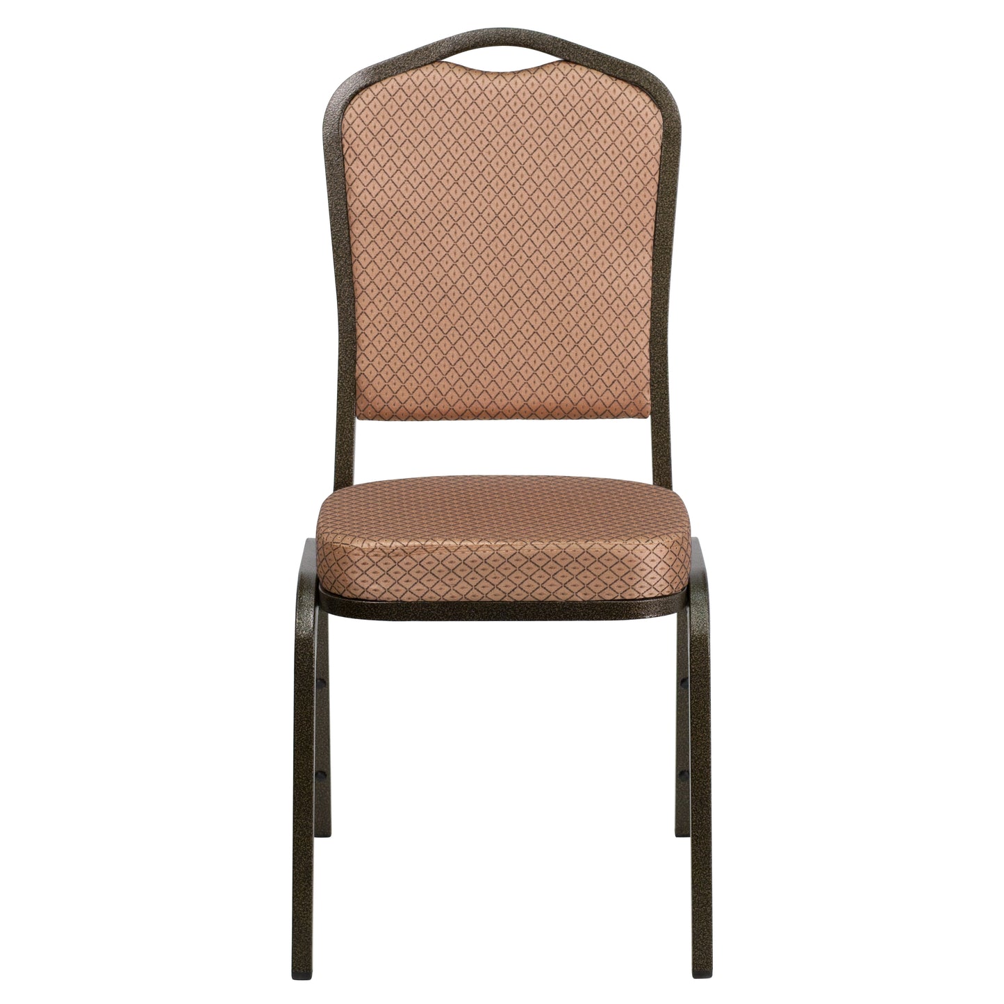 HERCULES Series Crown Back Stacking Banquet Chair in Gold Diamond Patterned Fabric - Gold Vein Frame Gold Diamond Patterned Fabric/Gold Vein Frame