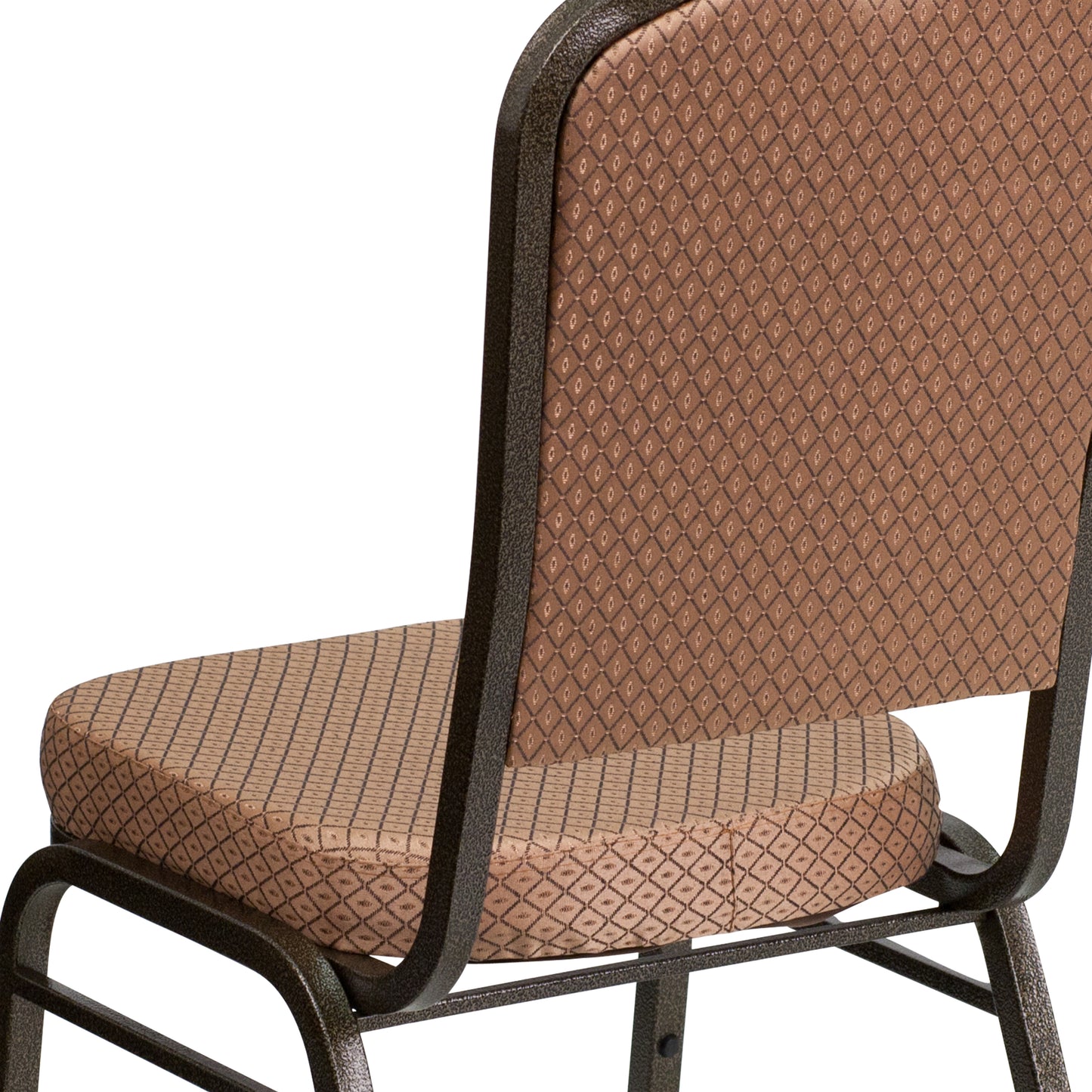 HERCULES Series Crown Back Stacking Banquet Chair in Gold Diamond Patterned Fabric - Gold Vein Frame Gold Diamond Patterned Fabric/Gold Vein Frame