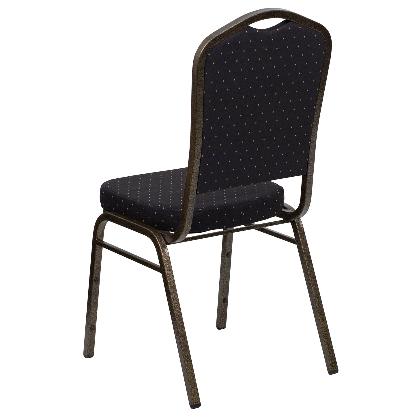 HERCULES Series Crown Back Stacking Banquet Chair in Black Patterned Fabric - Gold Vein Frame Black Patterned Fabric/Gold Vein Frame