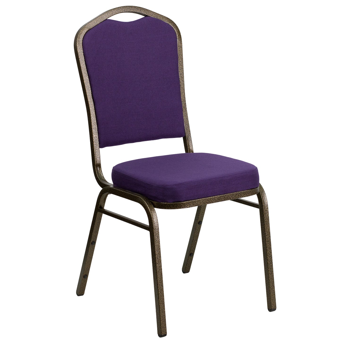 HERCULES Series Crown Back Stacking Banquet Chair in Purple Fabric - Gold Vein Frame Purple Fabric/Gold Vein Frame