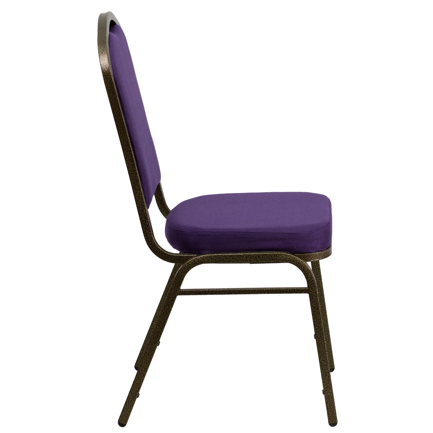 HERCULES Series Crown Back Stacking Banquet Chair in Purple Fabric - Gold Vein Frame Purple Fabric/Gold Vein Frame