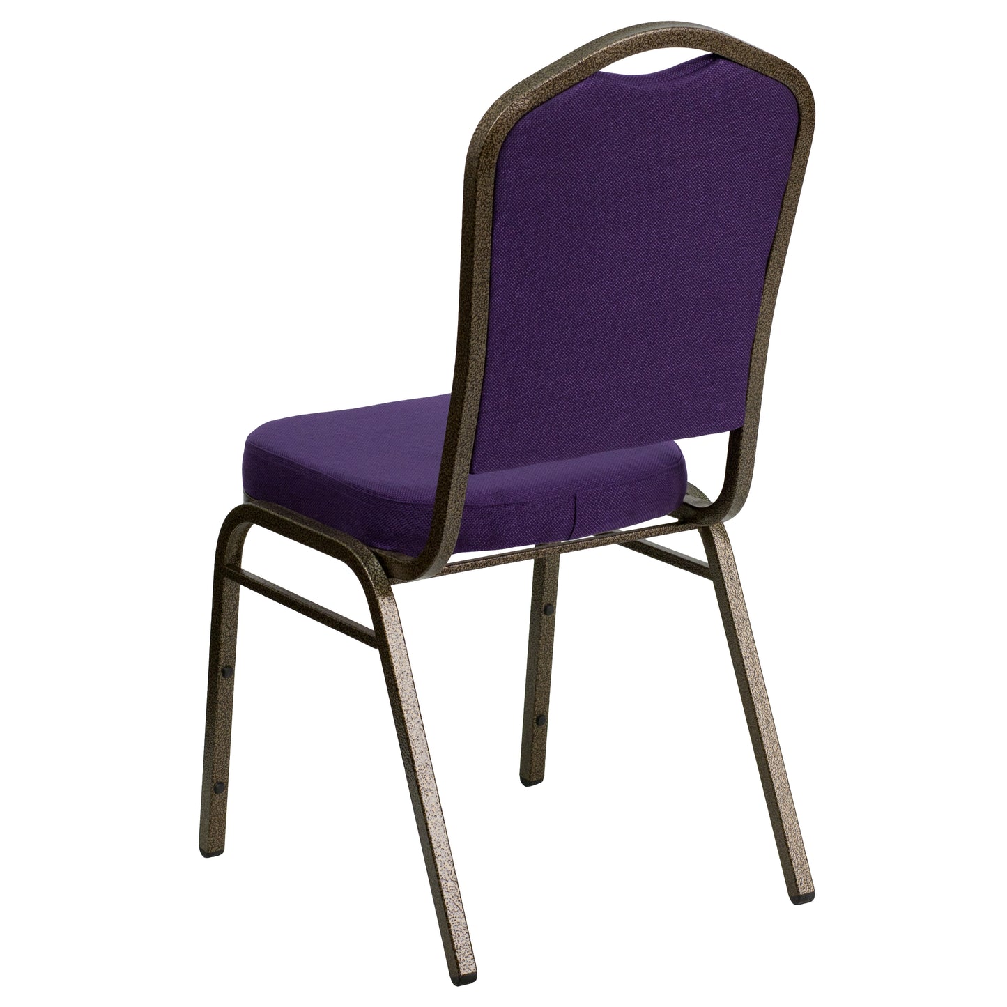 HERCULES Series Crown Back Stacking Banquet Chair in Purple Fabric - Gold Vein Frame Purple Fabric/Gold Vein Frame