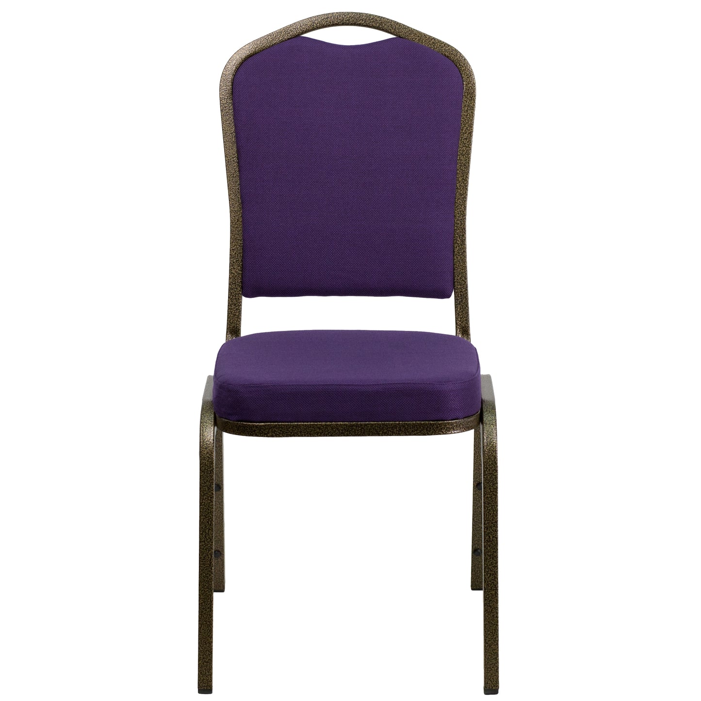 HERCULES Series Crown Back Stacking Banquet Chair in Purple Fabric - Gold Vein Frame Purple Fabric/Gold Vein Frame