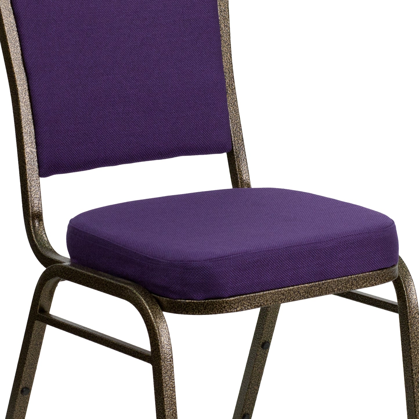 HERCULES Series Crown Back Stacking Banquet Chair in Purple Fabric - Gold Vein Frame Purple Fabric/Gold Vein Frame
