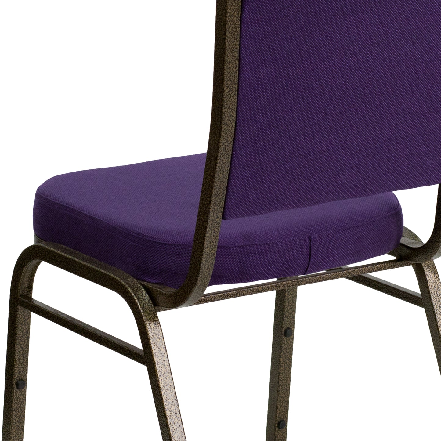 HERCULES Series Crown Back Stacking Banquet Chair in Purple Fabric - Gold Vein Frame Purple Fabric/Gold Vein Frame