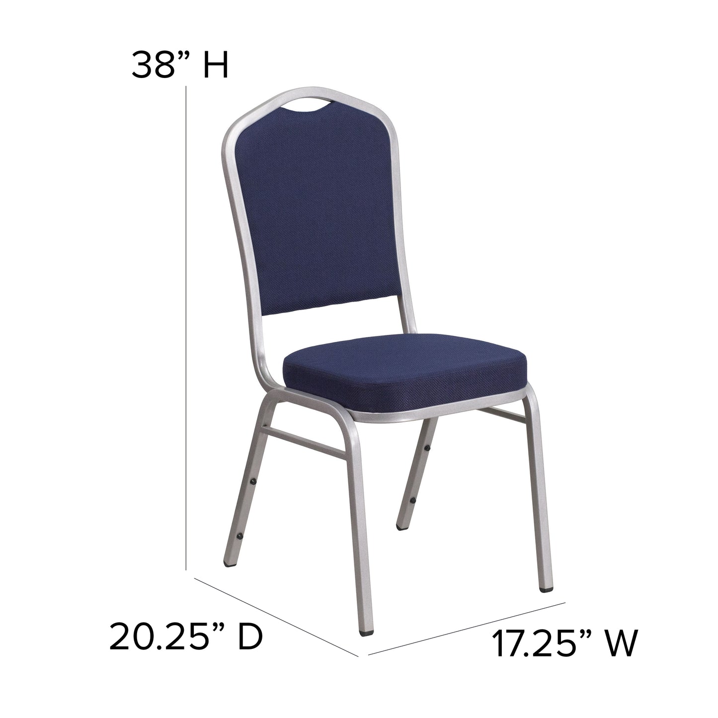 HERCULES Series Crown Back Stacking Banquet Chair in Black Fabric - Silver Frame Black Fabric/Silver Frame