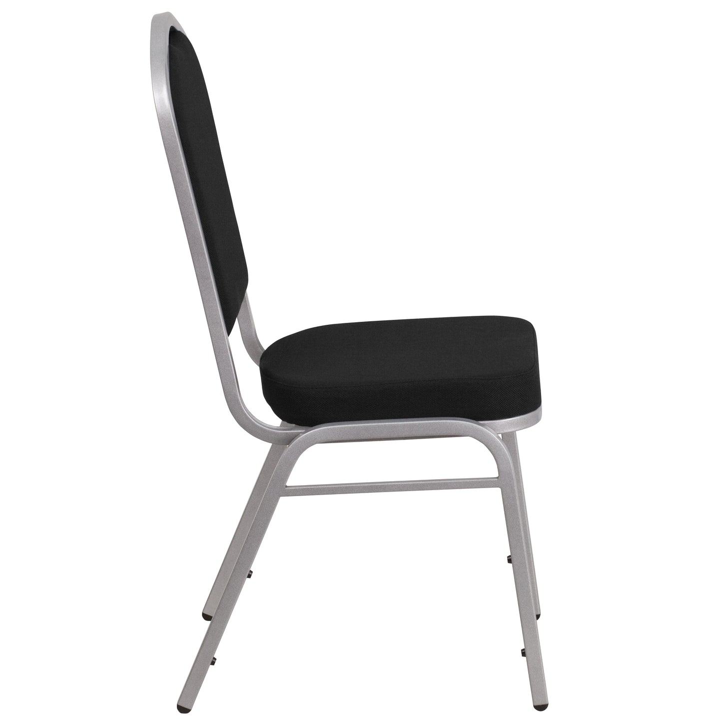 HERCULES Series Crown Back Stacking Banquet Chair in Black Fabric - Silver Frame Black Fabric/Silver Frame