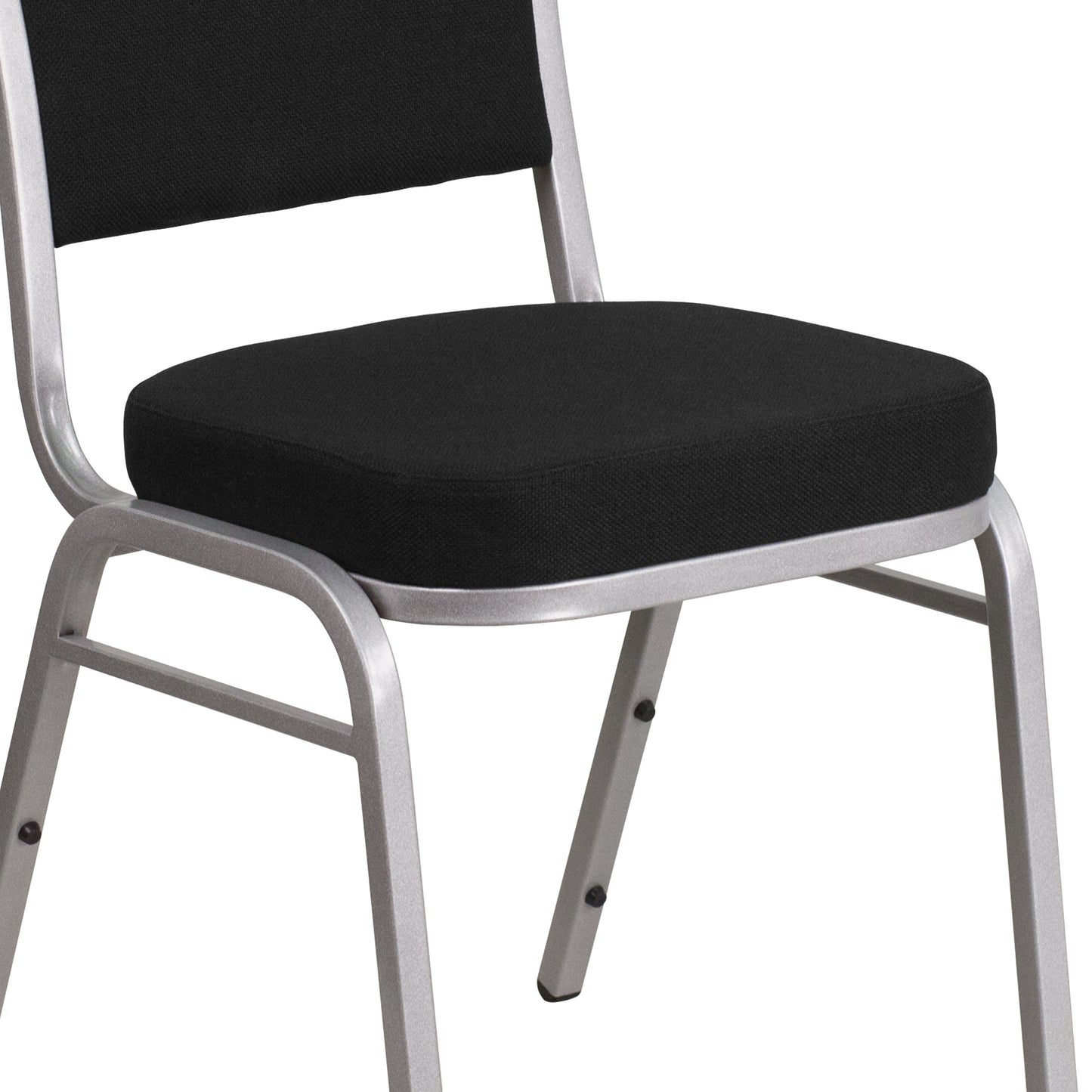 HERCULES Series Crown Back Stacking Banquet Chair in Black Fabric - Silver Frame Black Fabric/Silver Frame