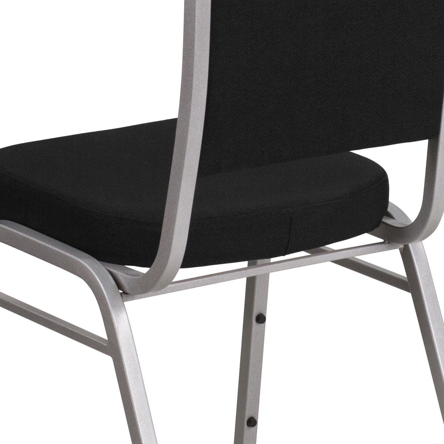 HERCULES Series Crown Back Stacking Banquet Chair in Black Fabric - Silver Frame Black Fabric/Silver Frame