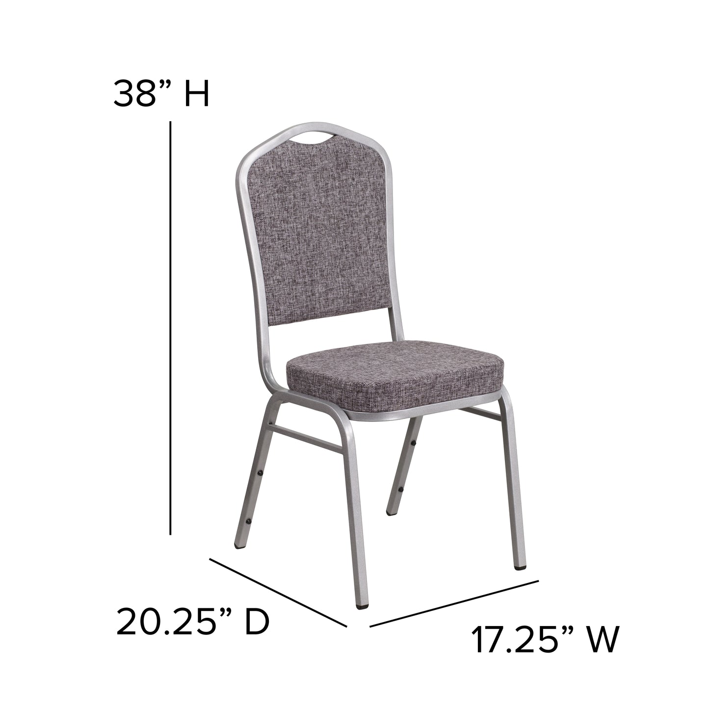 HERCULES Series Crown Back Stacking Banquet Chair in Herringbone Fabric - Silver Frame Herringbone Fabric/Silver Frame