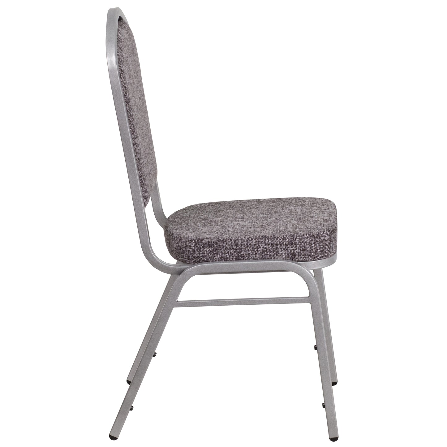 HERCULES Series Crown Back Stacking Banquet Chair in Herringbone Fabric - Silver Frame Herringbone Fabric/Silver Frame