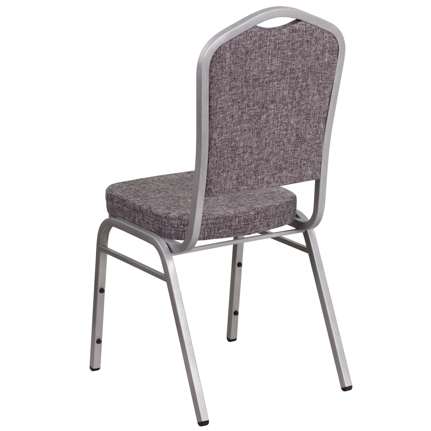 HERCULES Series Crown Back Stacking Banquet Chair in Herringbone Fabric - Silver Frame Herringbone Fabric/Silver Frame